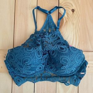 VS Pink // Green Push-up High Neck Bralette